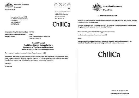 CÁC CHỨNG NHẬN CHẤT LƯỢNG CỦA CHILICA!