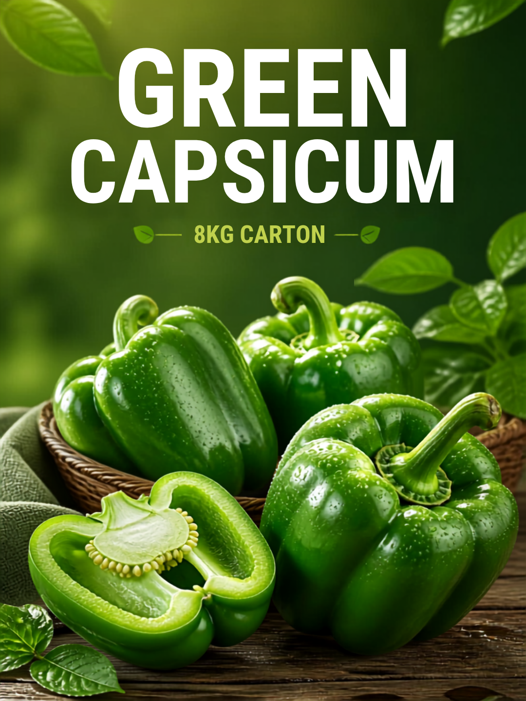 80011 - CAPSICUM GREEN 8KG CTN