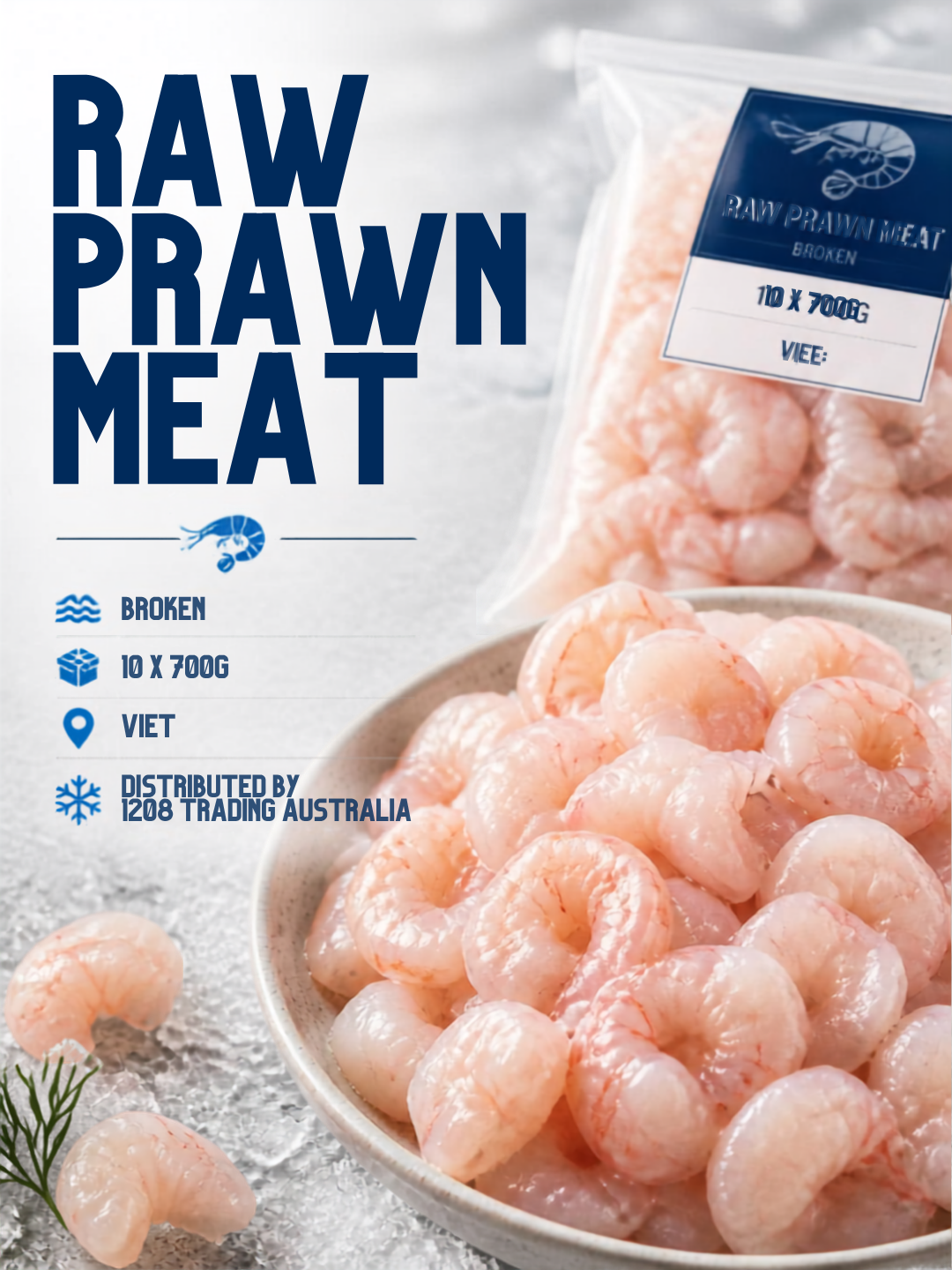 HT027 - PRAWN MEAT-RAW BROKEN (10 x 700g) Viet