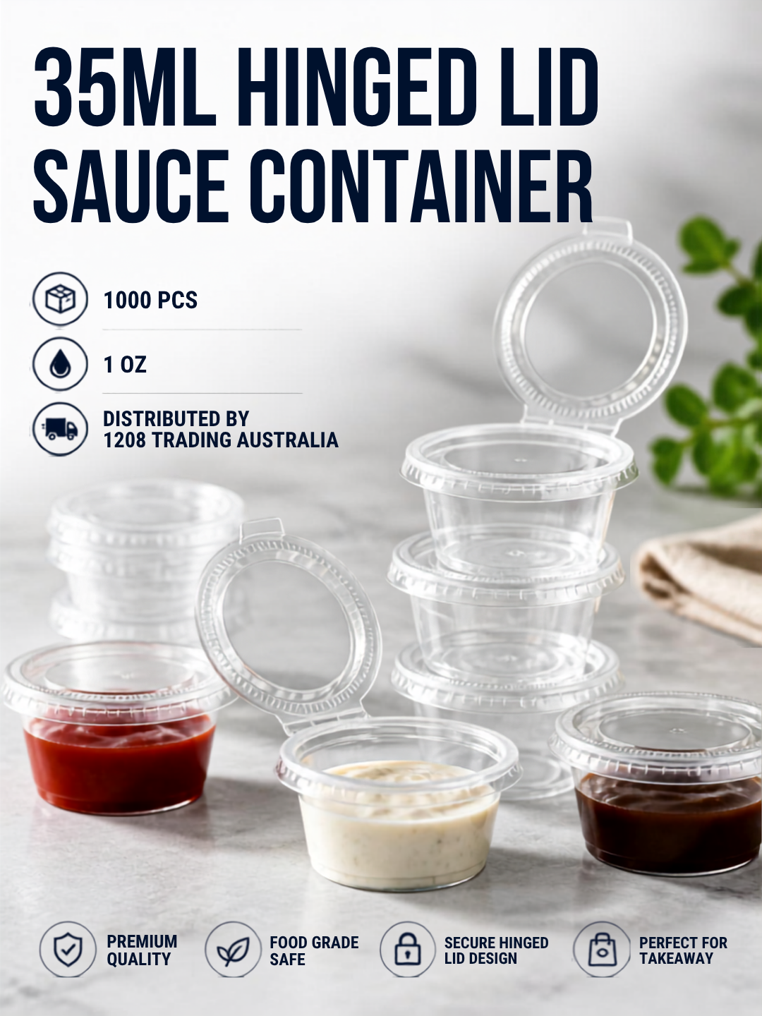 KT029 - 35ML HINGED LID SAUCE CONT 1000 (1oz)