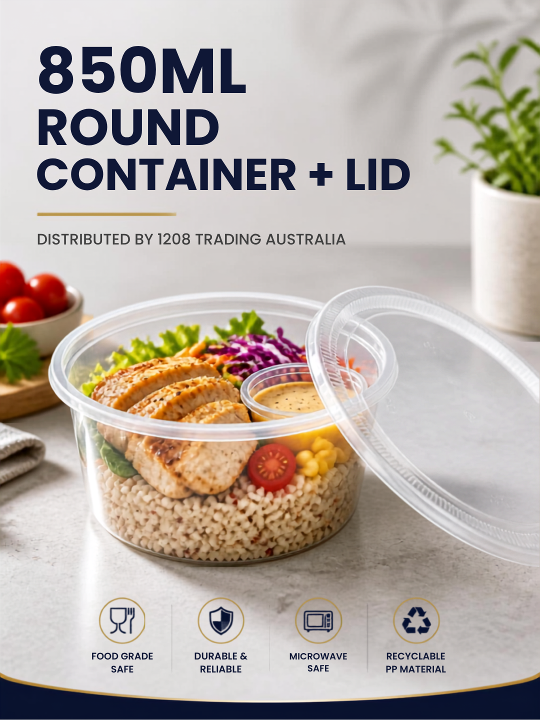 KT062 - 850ML ROUND CONTAINER+ LID