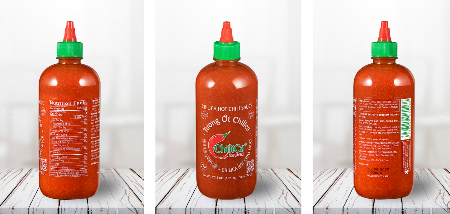 CLC05. CHILICA Hot Chili Sauce 712G - 12 Bottles