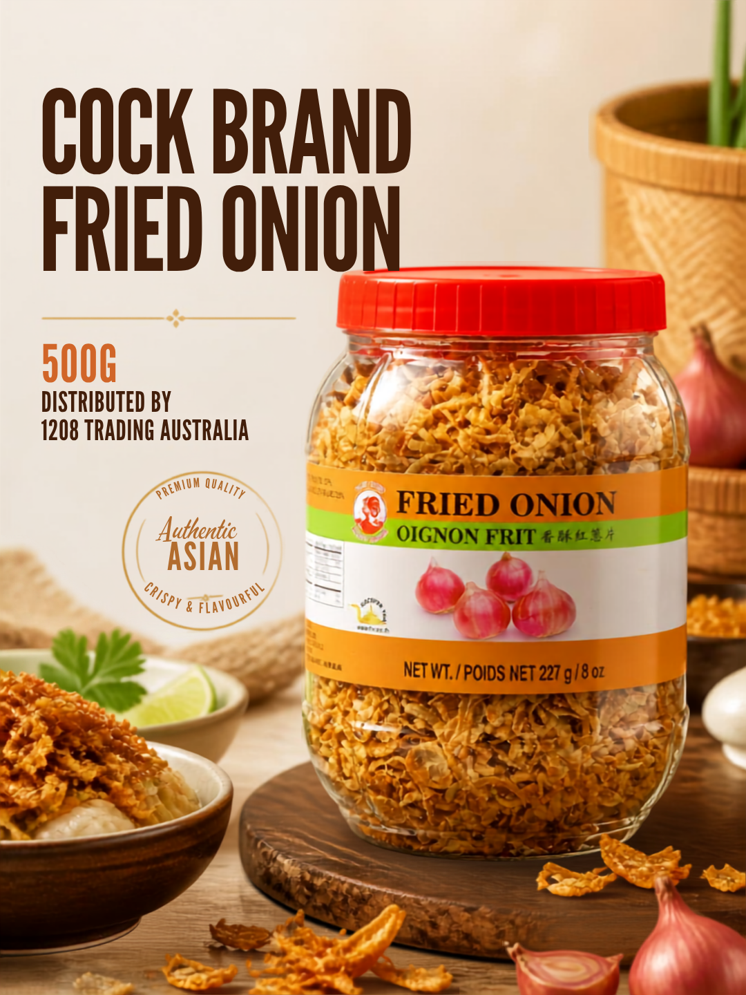 10072 - COCK FRIED ONION JAR 500G